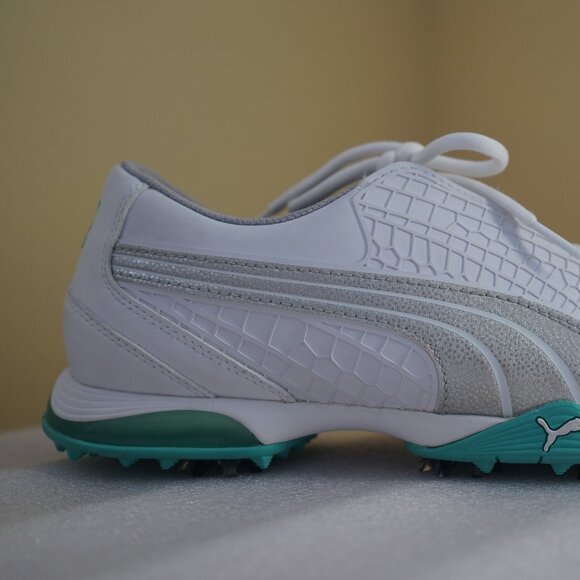 Puma Women's Biofusion Golf Shoes White/Silver Metallic/Aqua Splash, 8.5 M - Picture 10 of 16